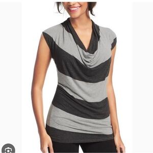 CAbi #620 Gray and Black Cowl Neck Top